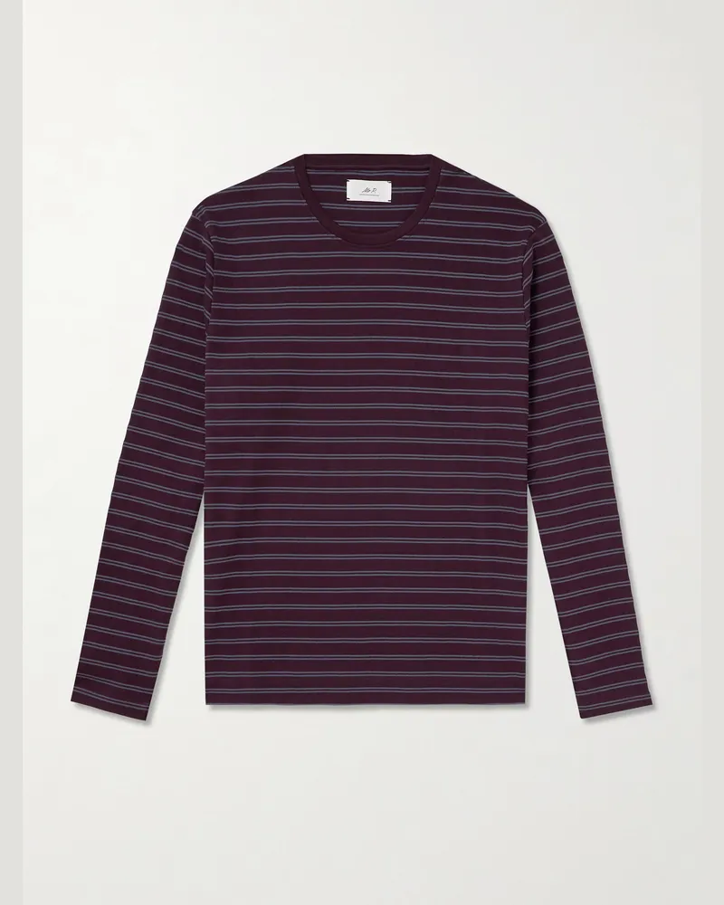 MR P. Striped Cotton-Jersey T-Shirt Purple