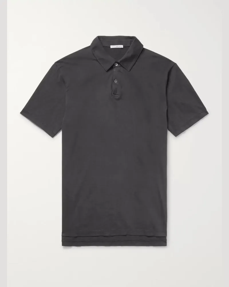 James Perse Supima Cotton-Jersey Polo Shirt Gray