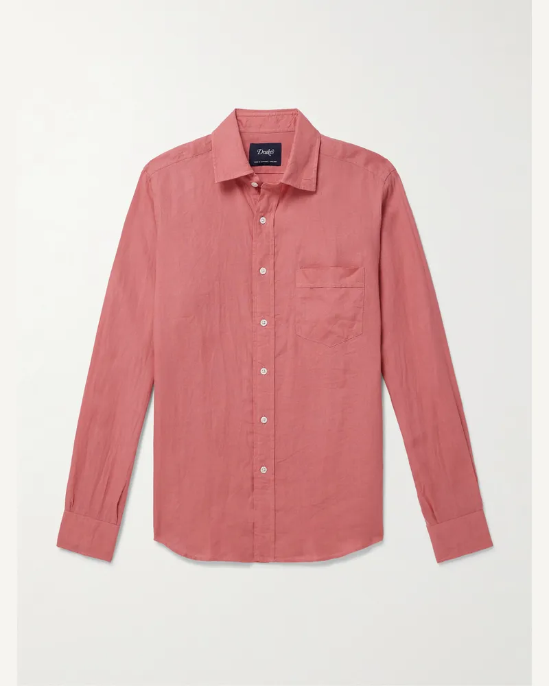 Drake's Hemd aus Leinen Pink