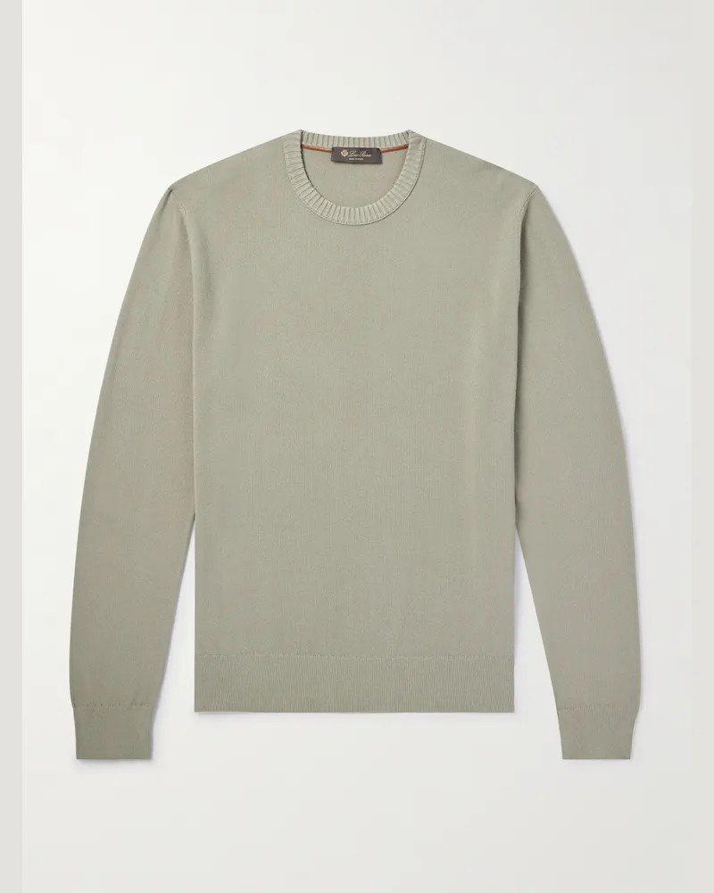 Loro Piana Pullover aus Piqué aus einer Baumwoll-Seidenmischung Grün