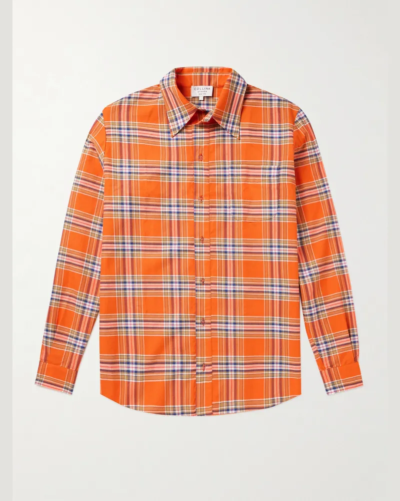 Collina Strada Convention Hemd aus kariertem Baumwollflanell Orange