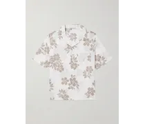 Air Hemd aus einer Leinen-Lyocell-Mischung mit Blumenprint und wandelbarem Kragen