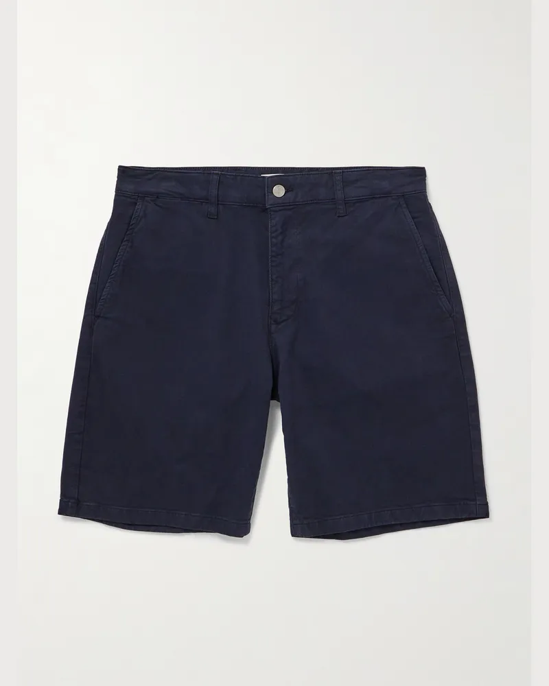NN 07 Aden 1923 Straight-Leg Organic Cotton-Blend Twill Shorts Blue