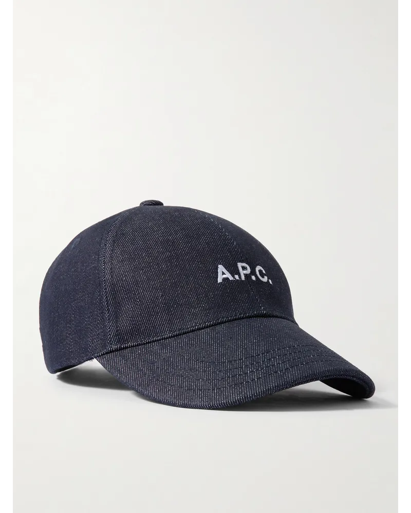 A.P.C. Charlie Baseballkappe aus Denim mit Logostickerei Blau