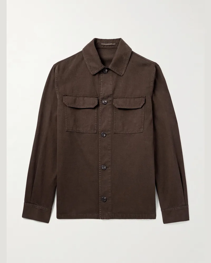 Incotex Hemdjacke aus einer Woll-Kaschmirmischung Braun