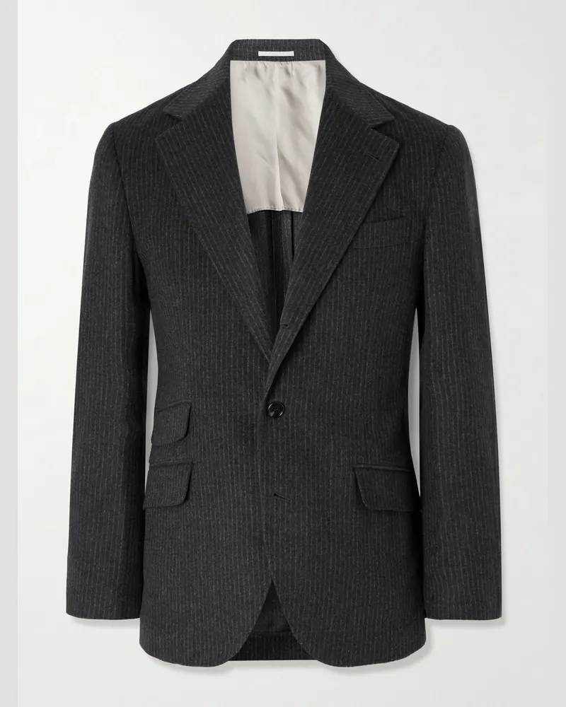 Brunello Cucinelli Sakko aus einer Woll-Kaschmirmischung mit Nadelstreifen Grau