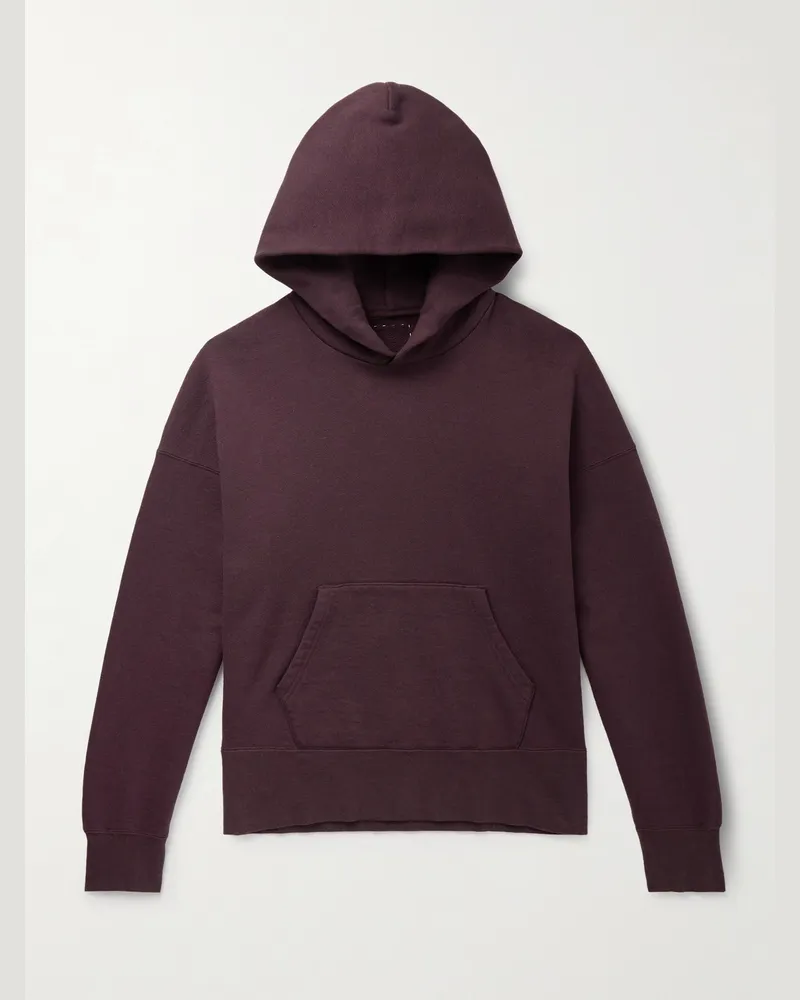 Visvim Court Garment-Dyed Cotton-Blend Jersey Hoodie Burgundy