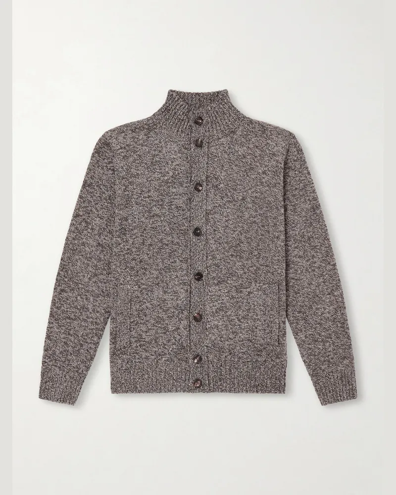 Slowear Turtleneck Virgin Wool Cardigan Brown
