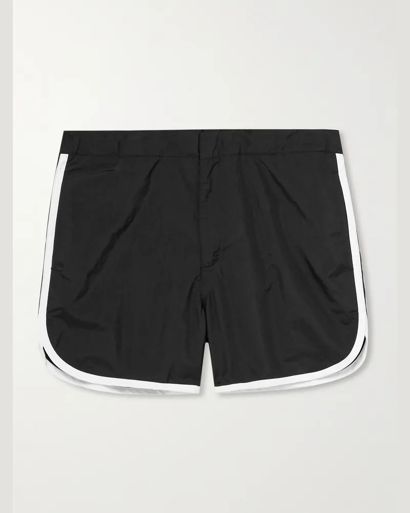 MR P. Gerade geschnittene mittellange Badeshorts Schwarz