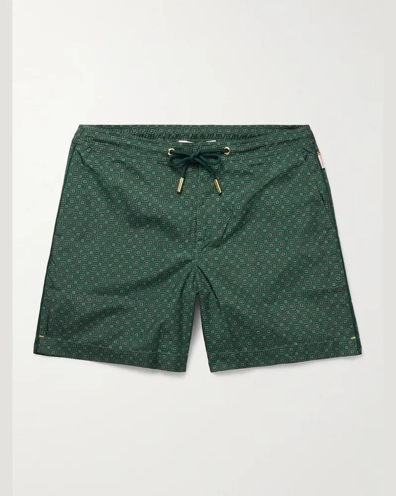 Orlebar Brown Bulldog Solstice Straight-Leg Mid-Length Printed Recycled Swim Shorts Green