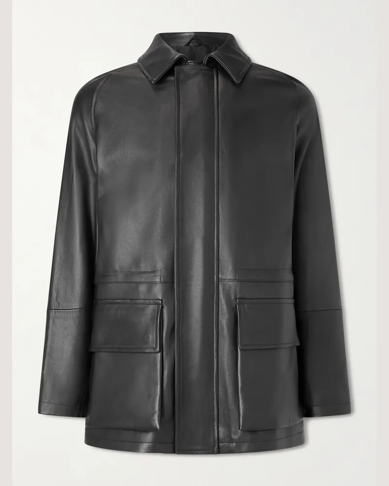 SAMAN AMEL City Leather Jacket Black