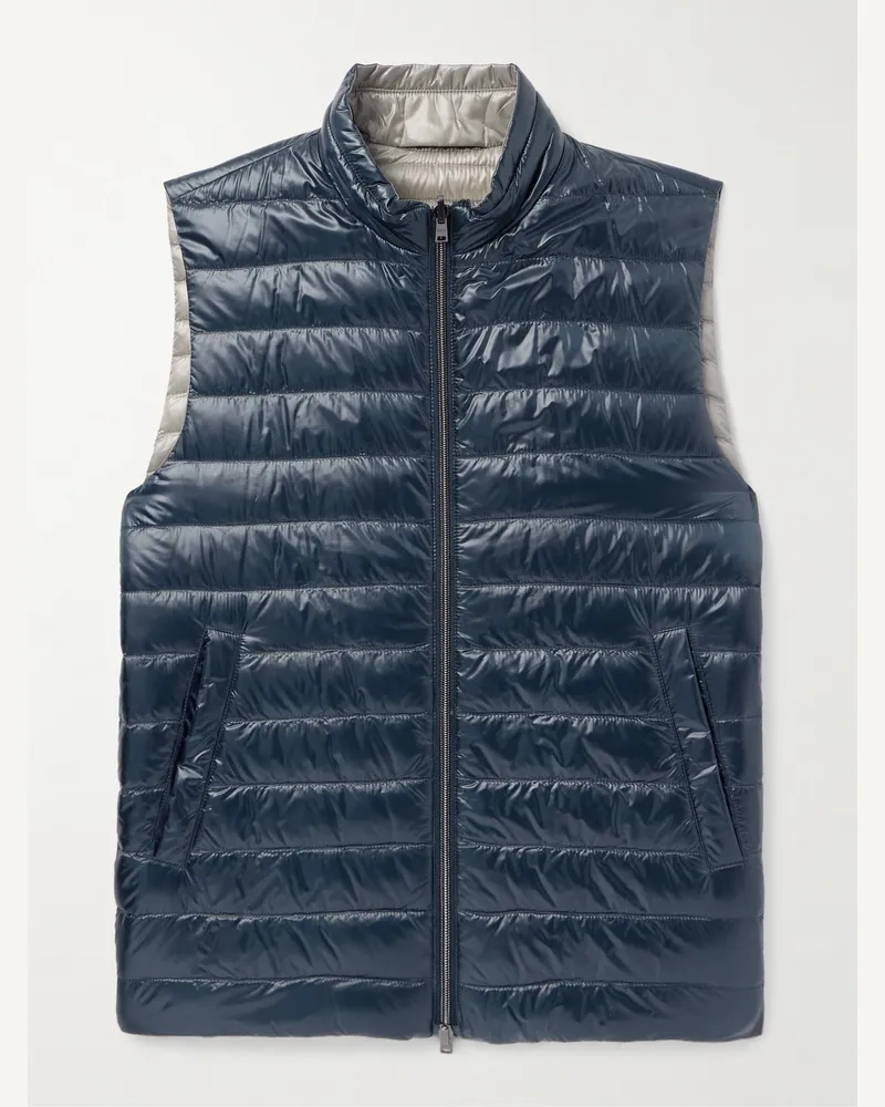 Herno Wendbare Daunenweste aus gestepptem Nylon Blau