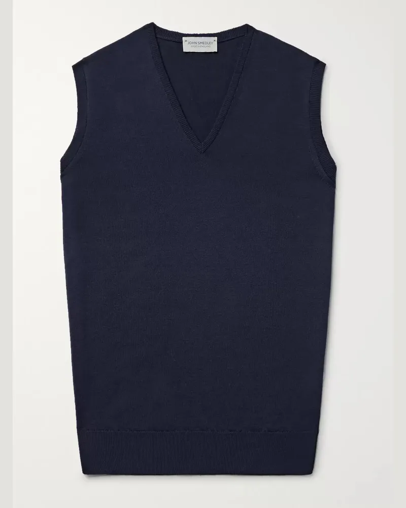 John Smedley Hadfield Slim-Fit Merino Wool Sweater Vest Blue