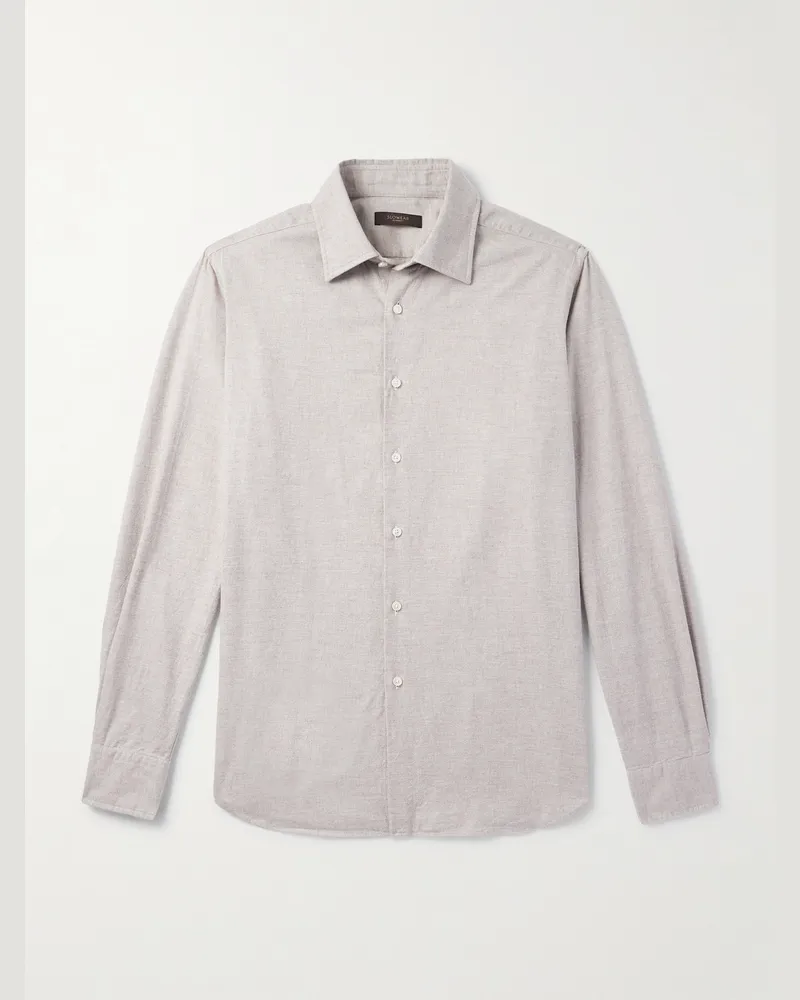 Incotex Glanshirt schmal geschnittenes Hemd aus Baumwoll-Twill Neutral