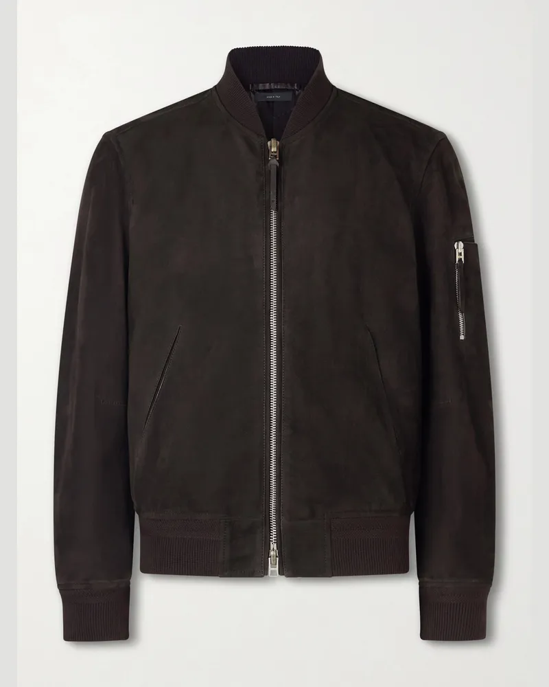 Tom Ford Suede Bomber Jacket Brown