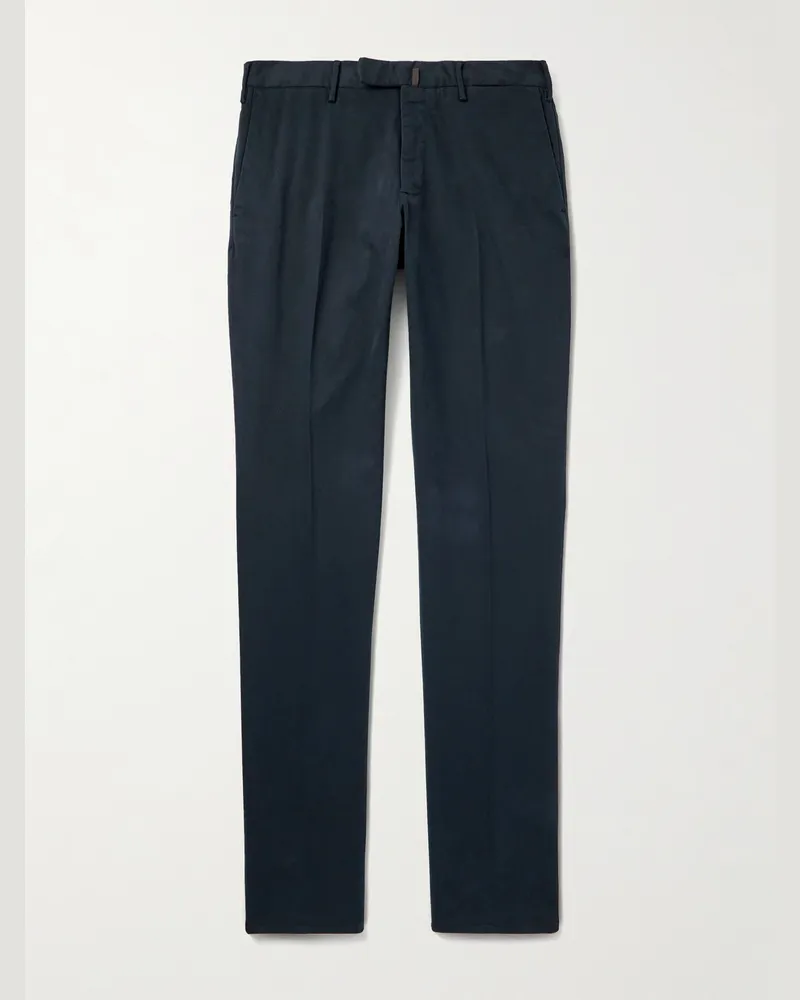 Incotex Gerade geschnittene Hose aus Twill aus einer Baumwollmischung Blau