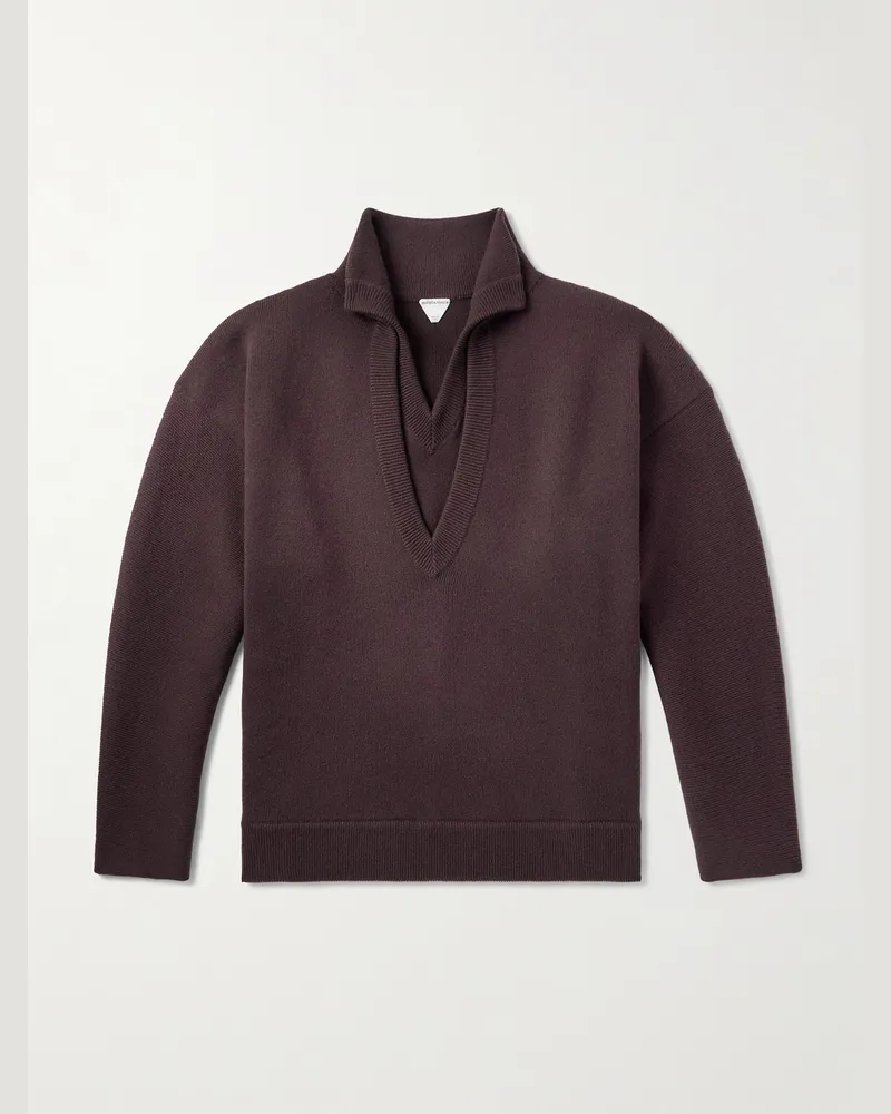 Bottega Veneta Mehrlagiger Oversized-Pullover aus Wolle Braun