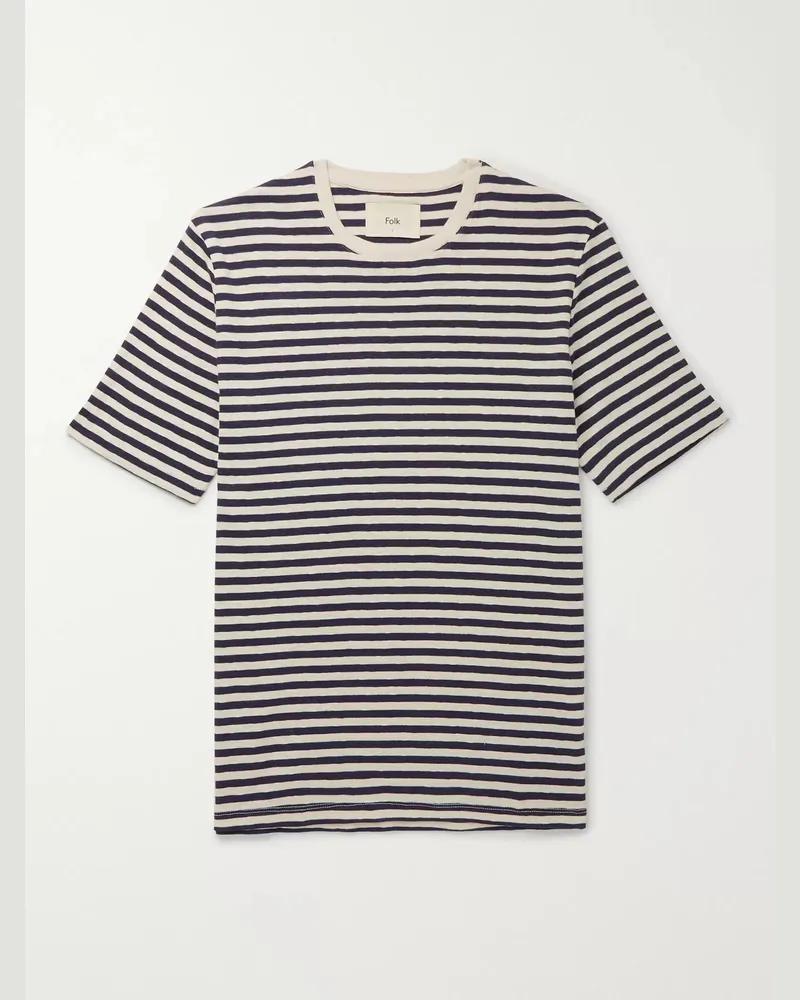 Folk T-Shirt aus Flammengarn-Baumwoll-Jersey mit Streifen Neutral