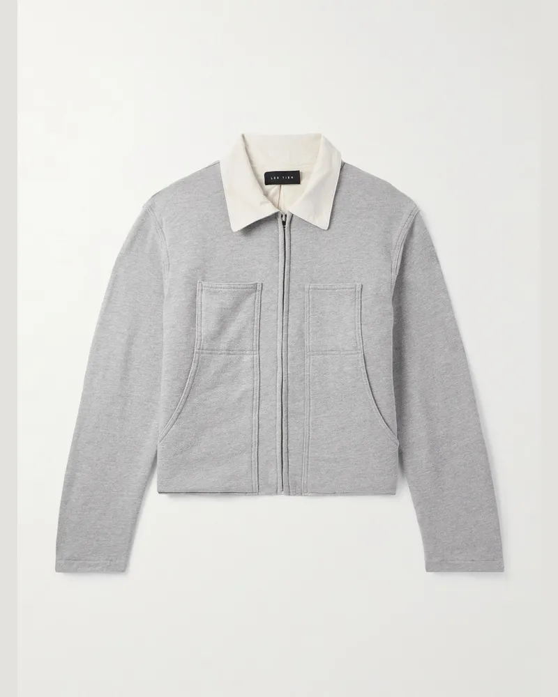 LES TIEN Utility Heavyweight Structured-Fleece Cotton-Jersey Zip-Up Jacket Gray