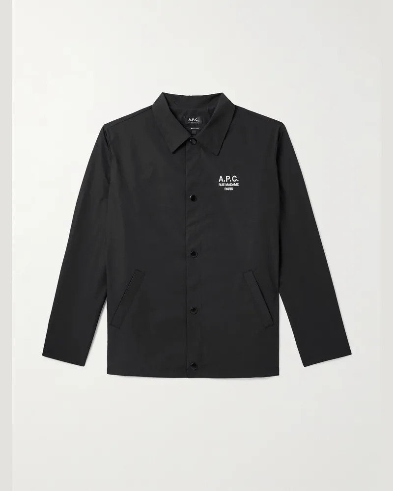 A.P.C. Regis Jacke aus Shell mit Logostickerei Schwarz