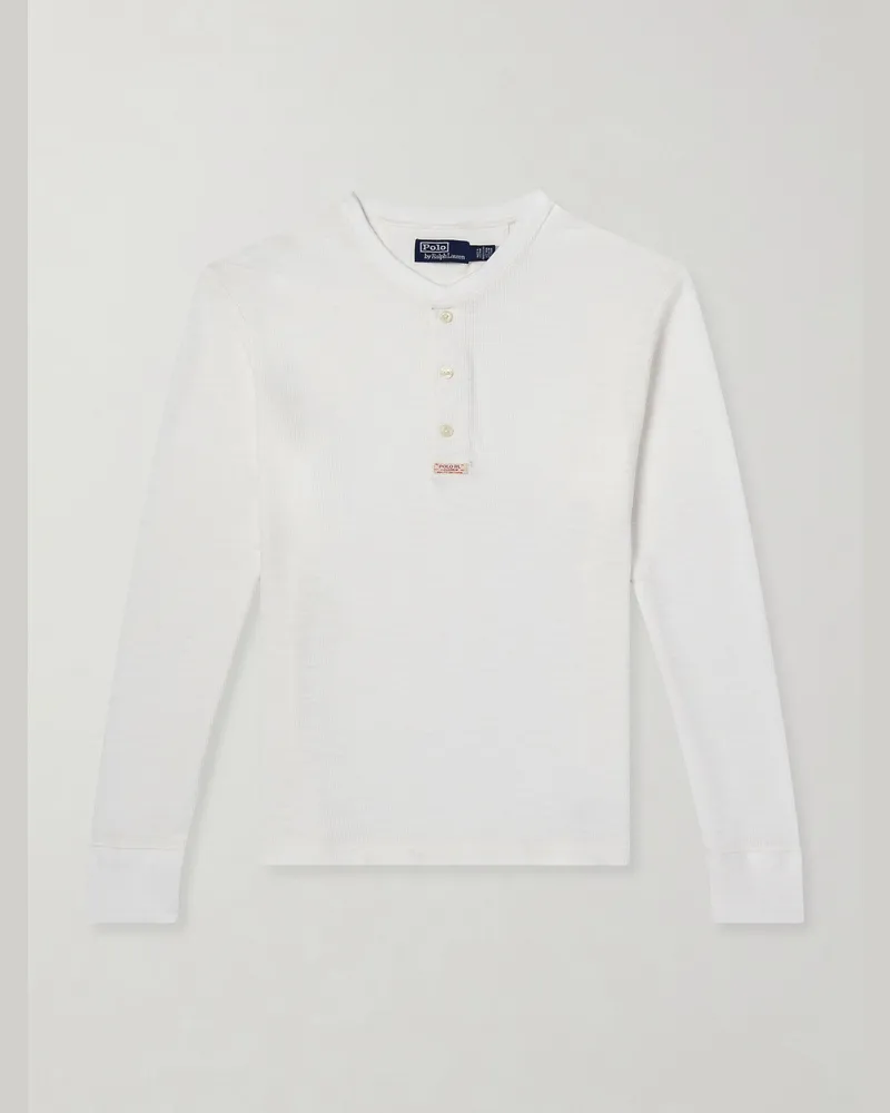 Ralph Lauren Henley Shirt aus Baumwolle in Wabenstrick Weiß