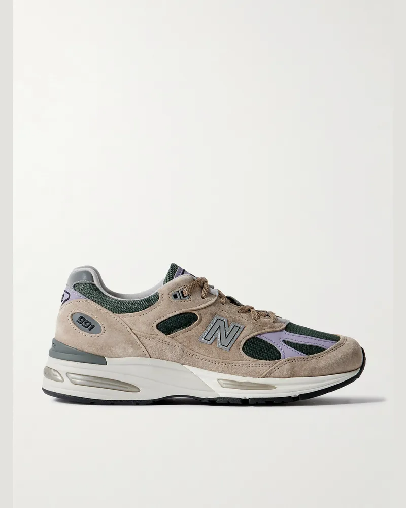New Balance 991v2 Sneakers aus Veloursleder, Leder und Mesh Neutral