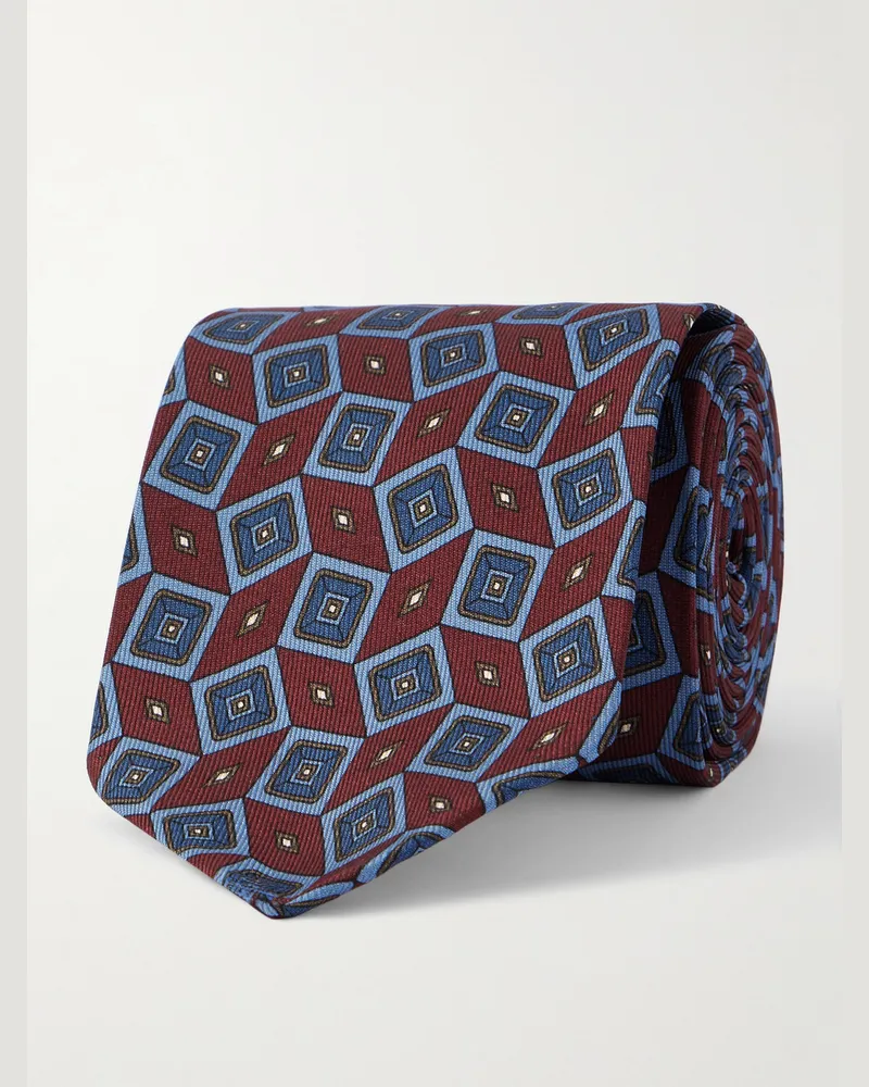 Rubinacci Krawatte aus bedrucktem Seiden-Twill, 9 cm Rot