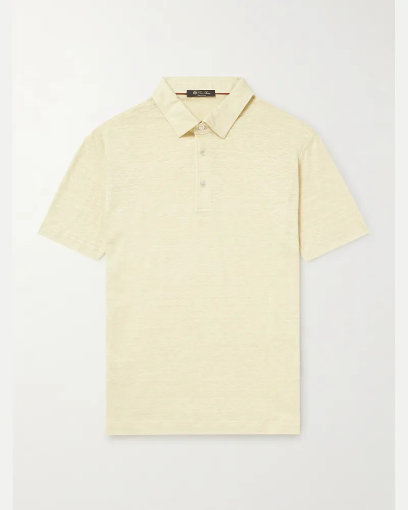 Loro Piana Linen-Jersey Polo Shirt Neutrals