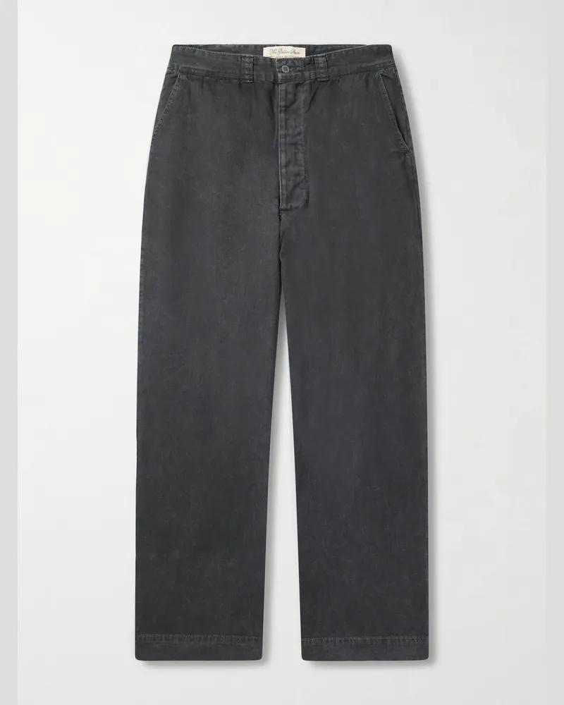 Remi Relief Straight-Leg Cotton-Twill Trousers Black