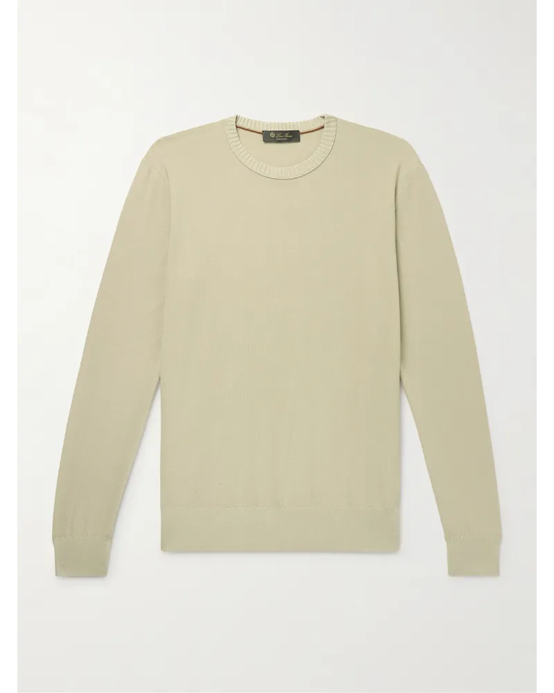 Loro Piana Pullover aus Piqué aus einer Baumwoll-Seidenmischung Grün