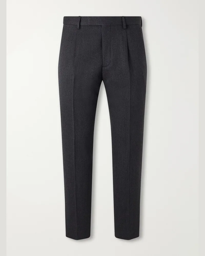 Ermenegildo Zegna Straight-Leg Wool and Cashmere-Blend Twill Trousers Gray
