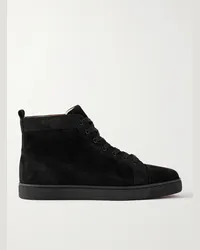 Christian Louboutin Louis High-Top-Sneakers aus Veloursleder mit Logoverzierung Schwarz