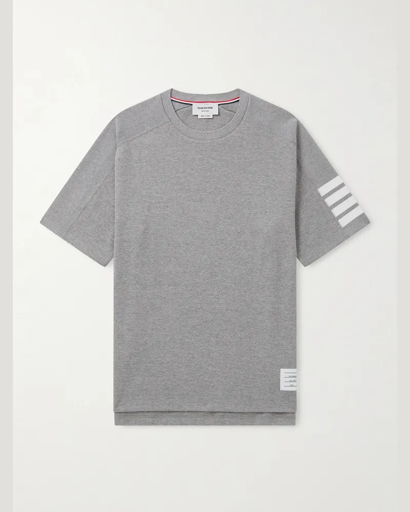 Thom Browne T-Shirt aus Baumwoll-Jersey mit Streifen Grau
