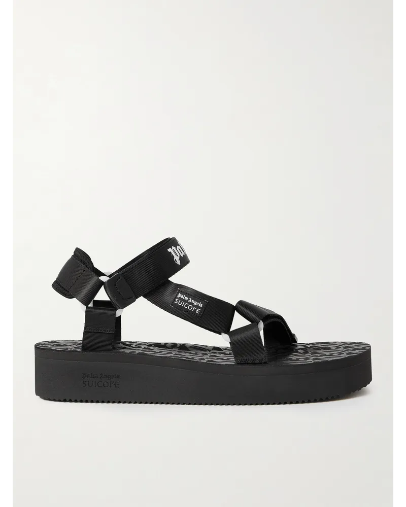 Palm Angels Suicoke Depa Sandalen aus Gummi mit Webband und Logoprint Schwarz