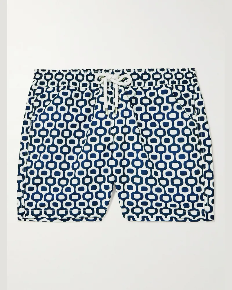 Frescobol Carioca Schmal geschnittene kurze Badeshorts aus recyceltem Shell mit Print Blau