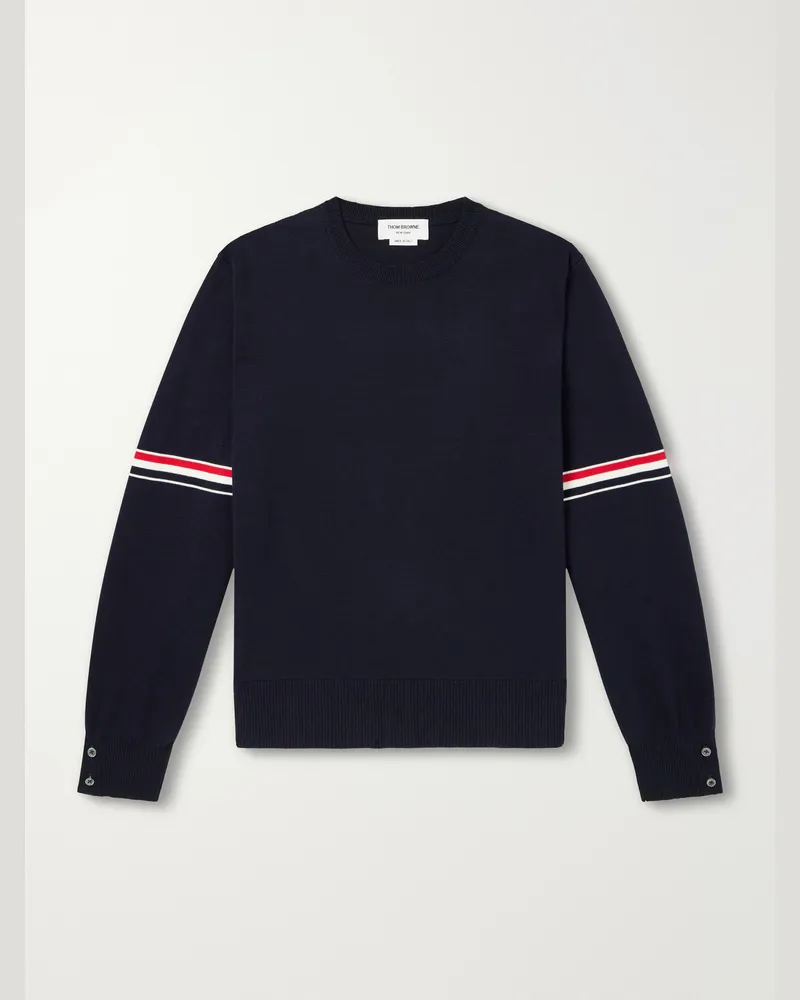 Thom Browne Striped Cotton Sweater Blue