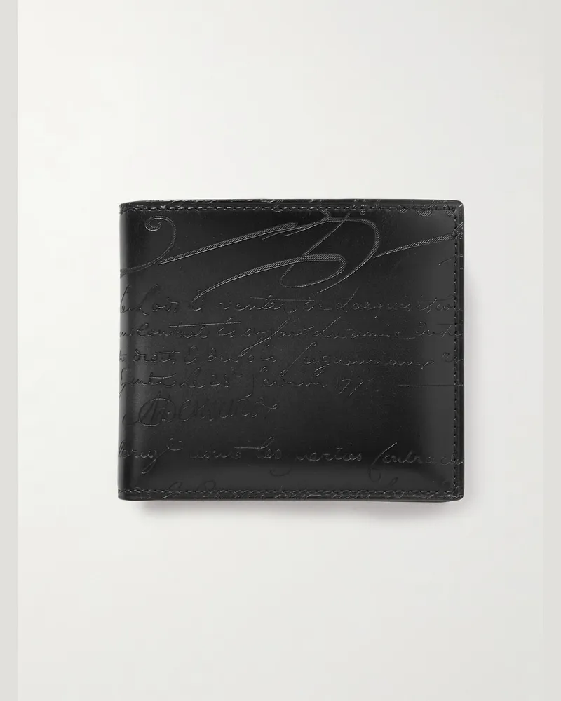 Berluti Makore Scritto Venezia Leather Billfold Wallet Black