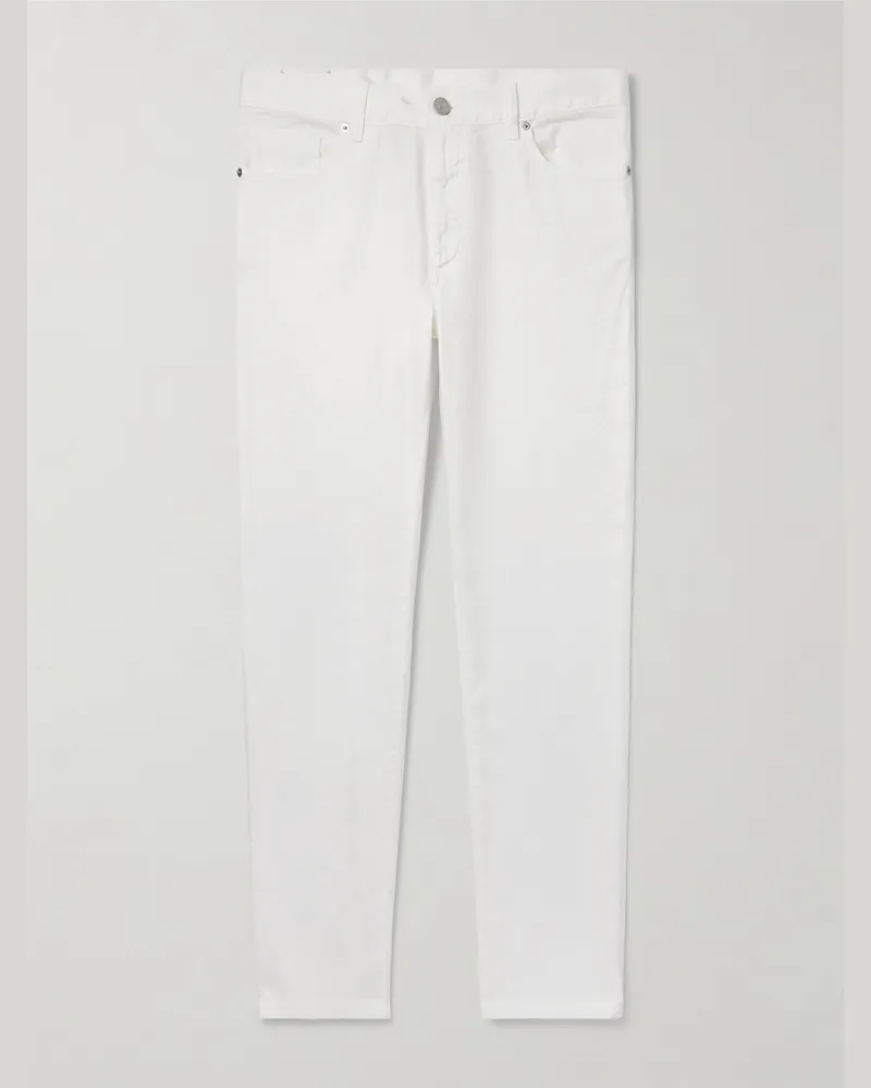 Ermenegildo Zegna Roccia Slim-Fit Straight-Leg Garment-Dyed Linen-Blend Trousers White
