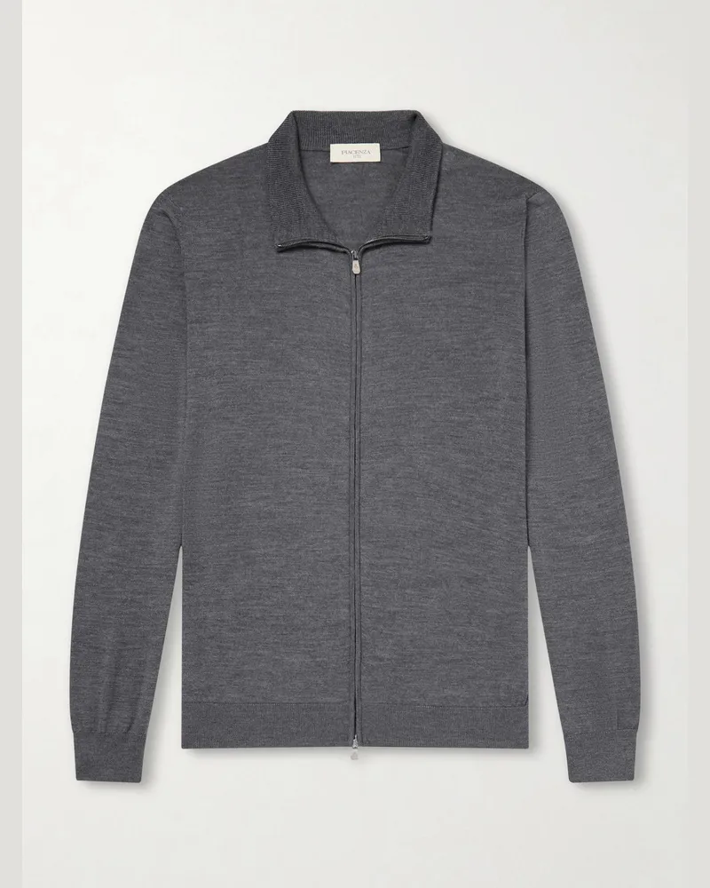 PIACENZA 1733 Slim-Fit Virgin Wool Zip-Up Cardigan Gray
