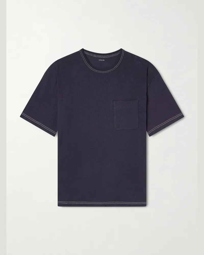 Christophe Lemaire Cotton and Linen-Blend Jersey T-Shirt Blue