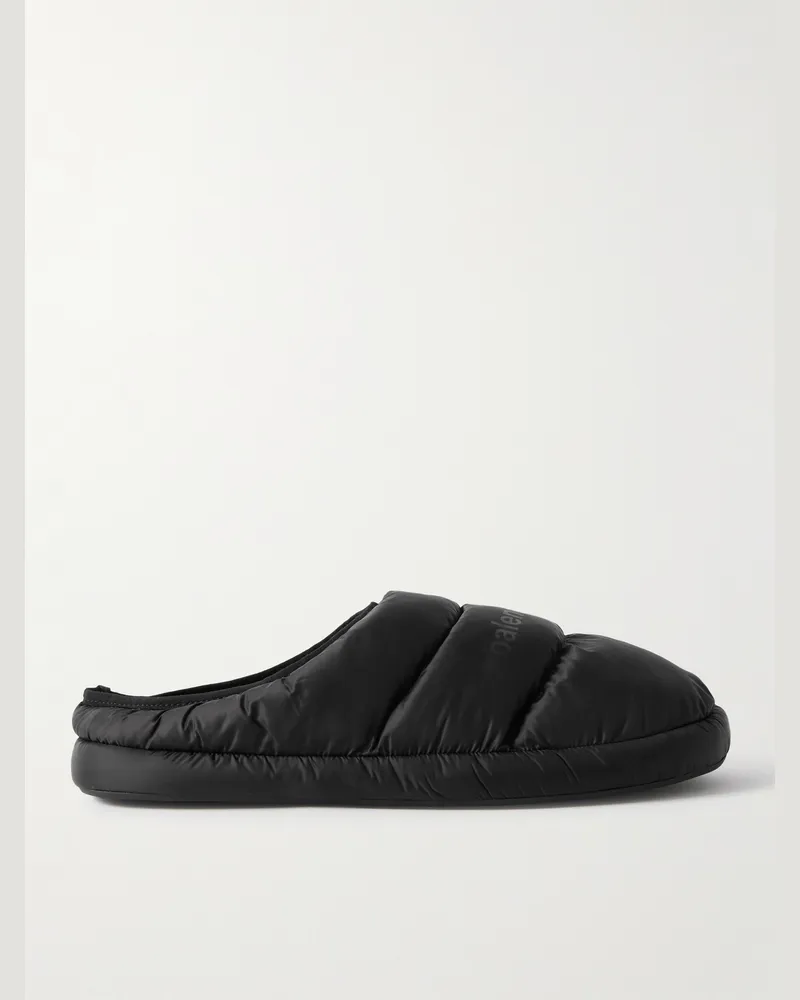 Balenciaga Alaska Logo-Print Quilted Nylon Slippers Black