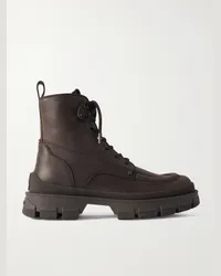 Moncler Hevea City Stiefel aus Leder Braun