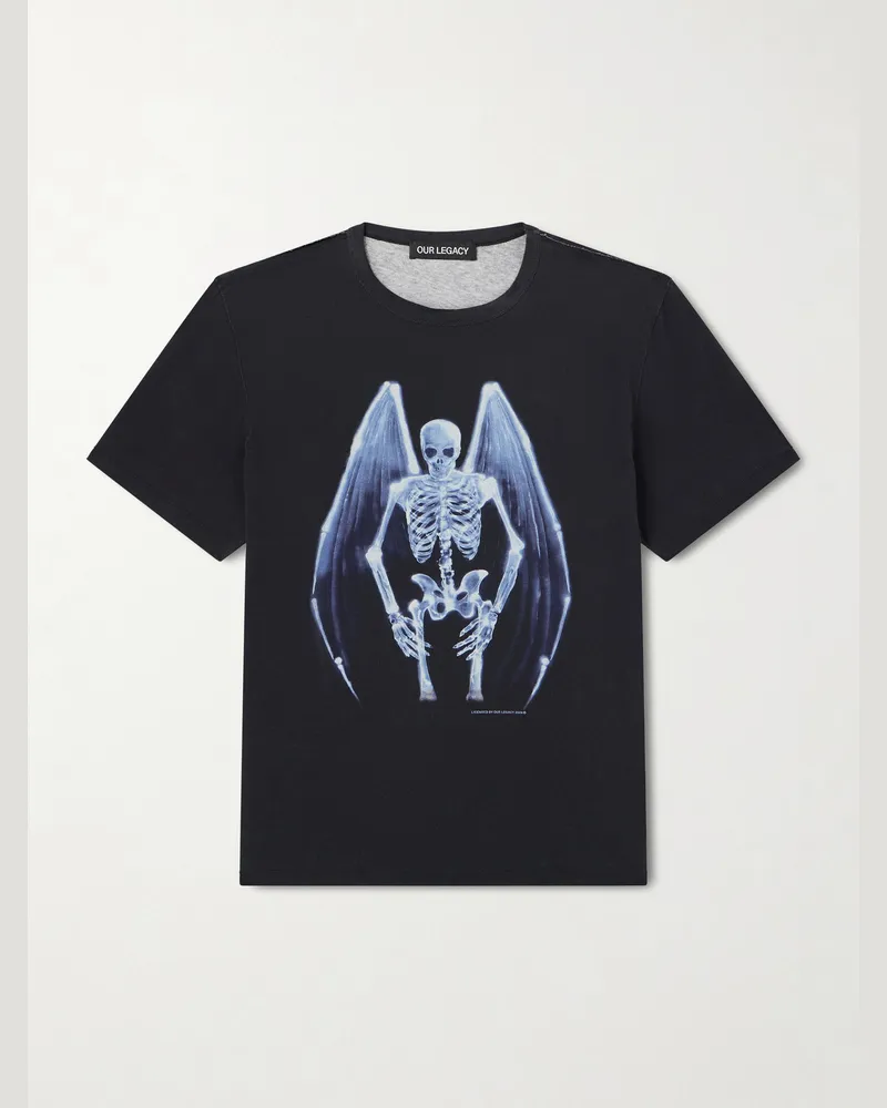Our Legacy New Box T-Shirt aus Baumwoll-Jersey mit Print Schwarz