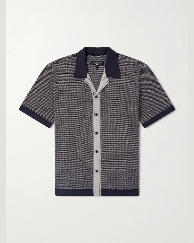 Rag & Bone Camp-Collar Cotton-Blend Shirt Blue