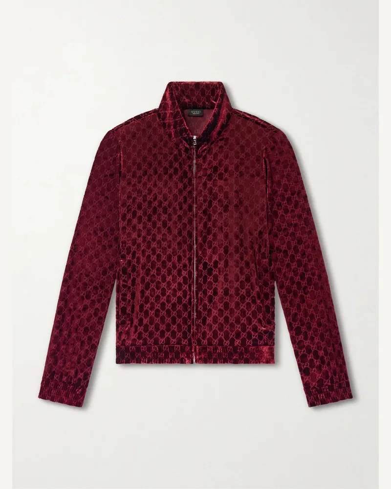 Gucci Logo-Jacquard Velvet Jacket Red