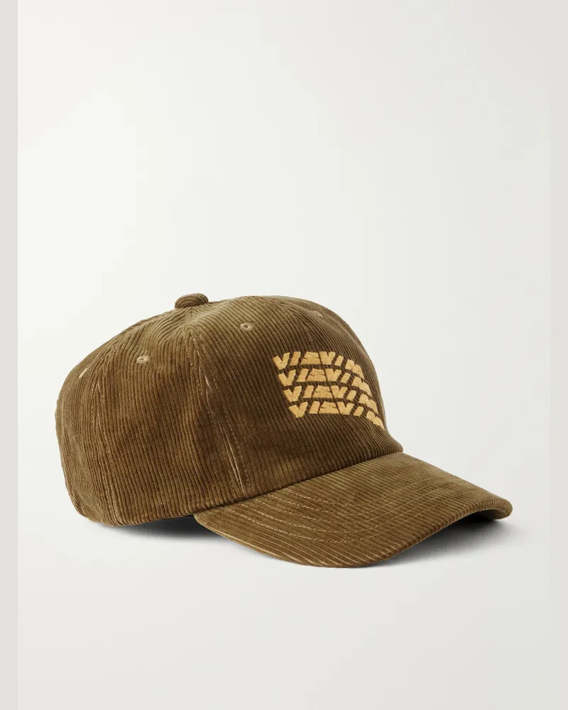 Visvim Logo-Embroidered Cotton-Corduroy Cap Brown