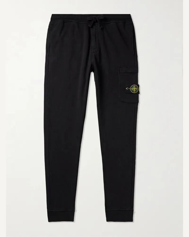 Stone Island Schmal zulaufende Jogginghose aus Baumwoll-Jersey mit Logodetail in Stückfärbung Schwarz