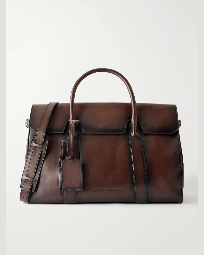 Officine Creative Italia Bostonian 001 Leather Weekend Bag Brown