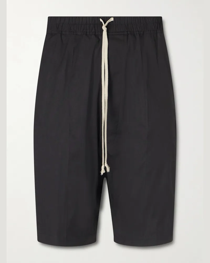 Rick Owens Rick's Pods Straight-Leg Organic Cotton-Blend Poplin Shorts Black