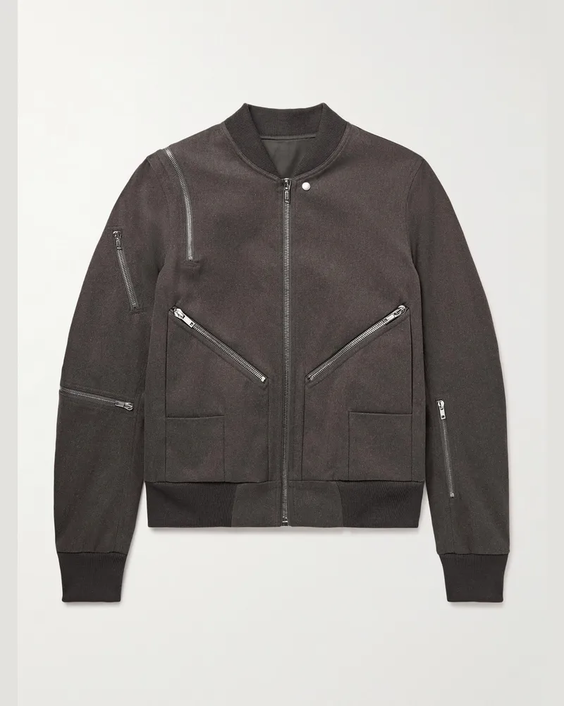 Rick Owens Bonotto Flight Bomberjacke aus Baumwolldrillich mit Reißverschlüssen Grau